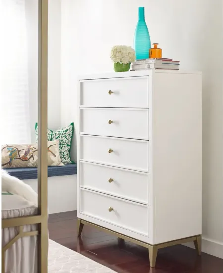 Chelsea by Rachael Ray Drawer Chest in White with Gold Accents by Legacy Classic Furniture