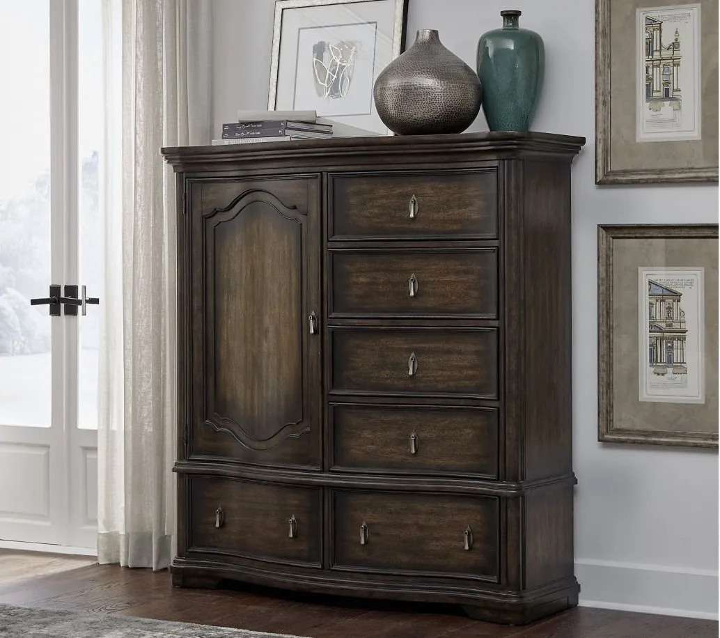 Cooper Falls Six-Drawer Master Chest with Cabinet in Brown by Samuel Lawrence