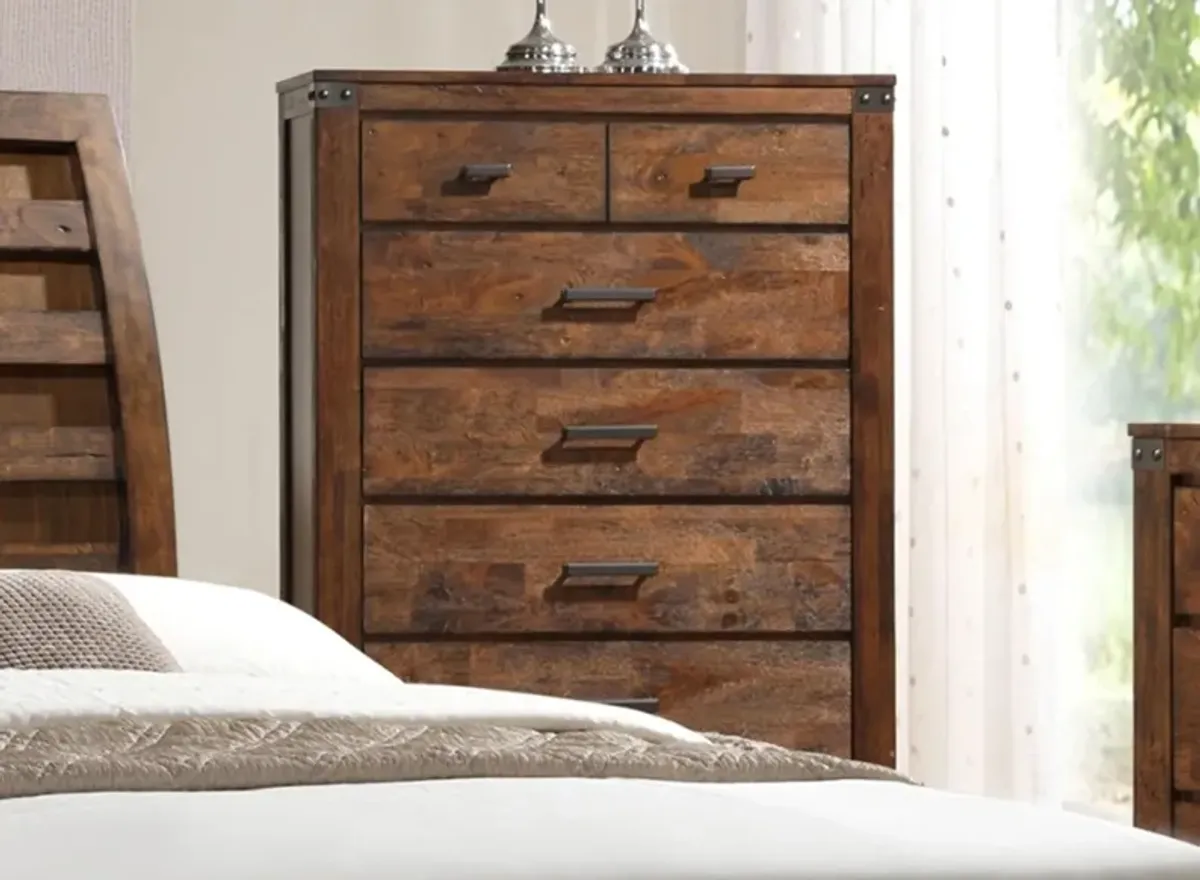 Curtis Bedroom Chest in Rustic Weathered Brown by Crown Mark