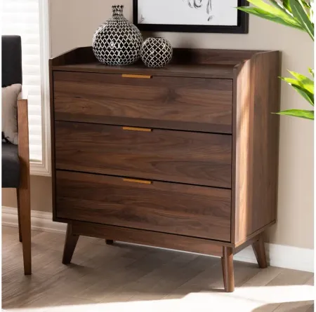 Lena 3-Drawer Wood Chest in Walnut by Wholesale Interiors