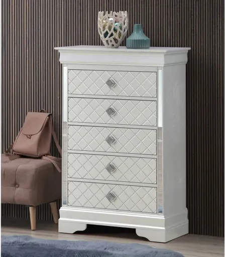 Verona 5-Drawer Bedroom Chest in Silver Champagne by Glory Furniture