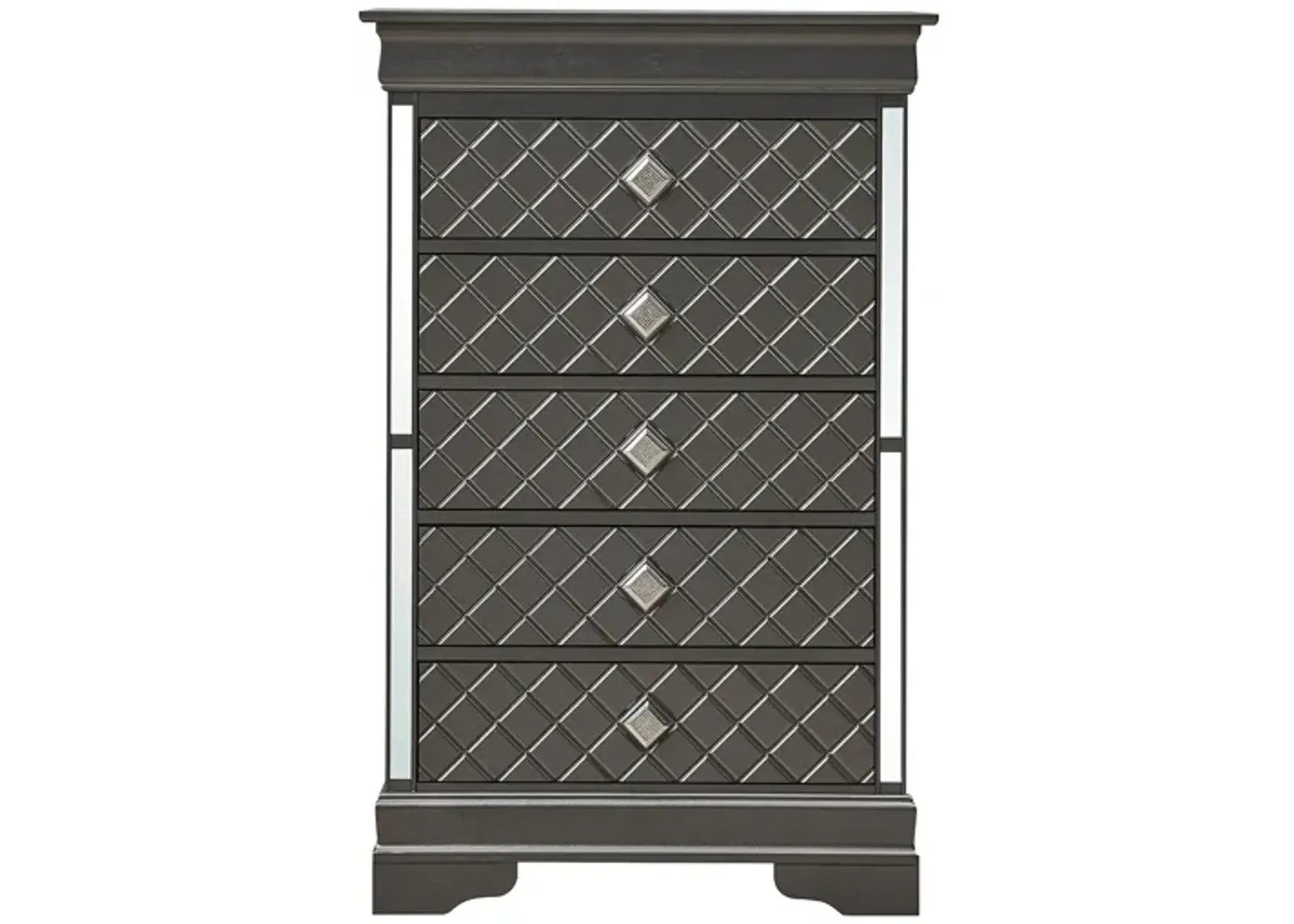 Verona 5-Drawer Bedroom Chest in Metallic Black by Glory Furniture