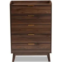 Lena 5-Drawer Wood Chest in Walnut by Wholesale Interiors