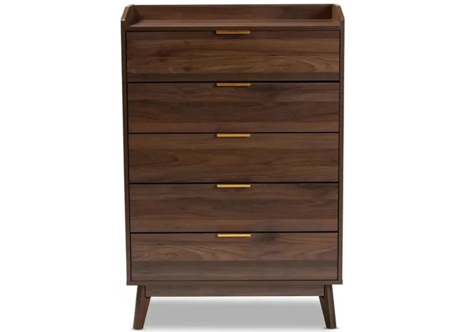 Lena 5-Drawer Wood Chest in Walnut by Wholesale Interiors