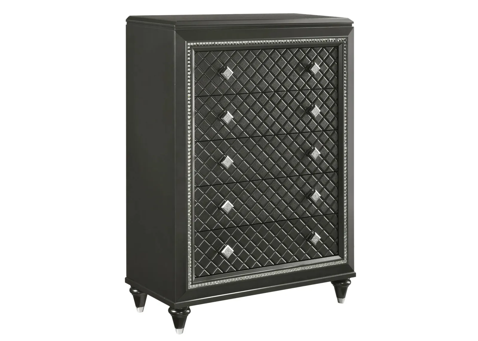 Giovani 5 Drawer Chest in Metallic Grey by Crown Mark