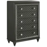 Giovani 5 Drawer Chest in Metallic Grey by Crown Mark