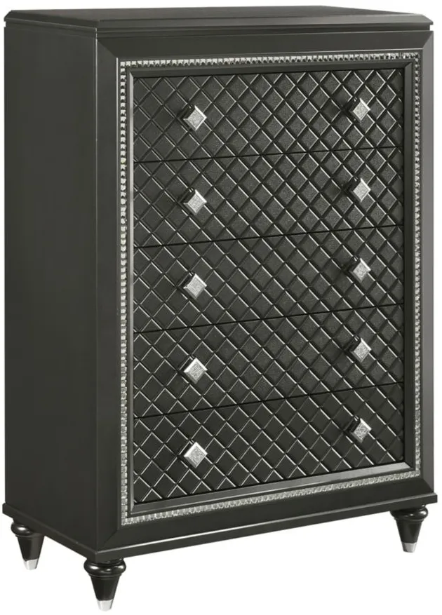 Giovani 5 Drawer Chest in Metallic Grey by Crown Mark
