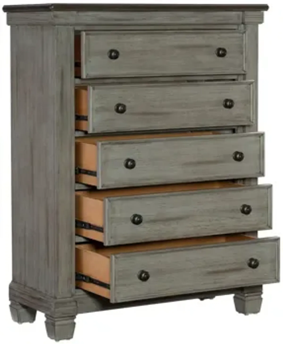 Andover Bedroom Chest in 2-Tone Finish (Coffee and Antique Gray) by Bellanest