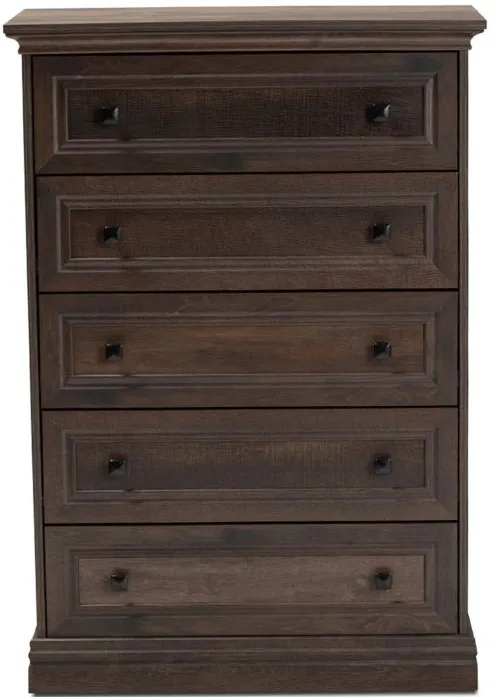 Nolan 5-Drawer Wood Chest in Brown/Black by Wholesale Interiors