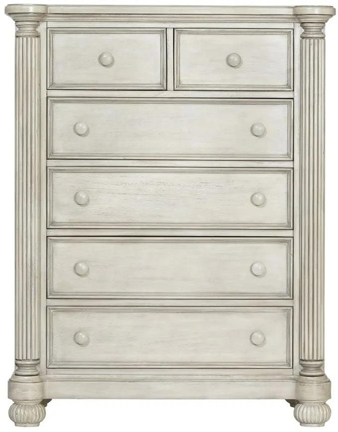 Charleston 5 Drawer Chest in Weathered White by Heritage Baby