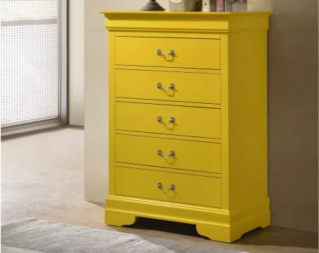 Rossie 5-Drawer Bedroom Chest in Yellow by Glory Furniture