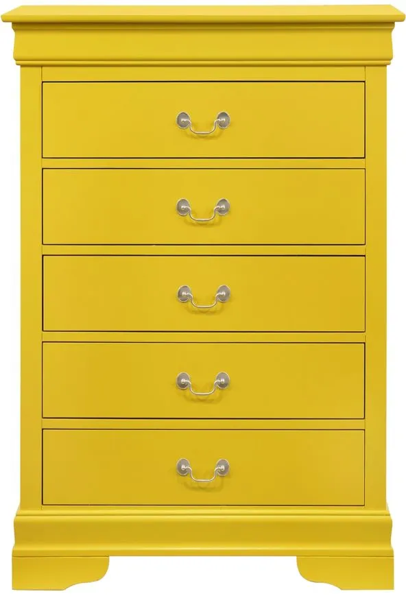 Rossie 5-Drawer Bedroom Chest in Yellow by Glory Furniture