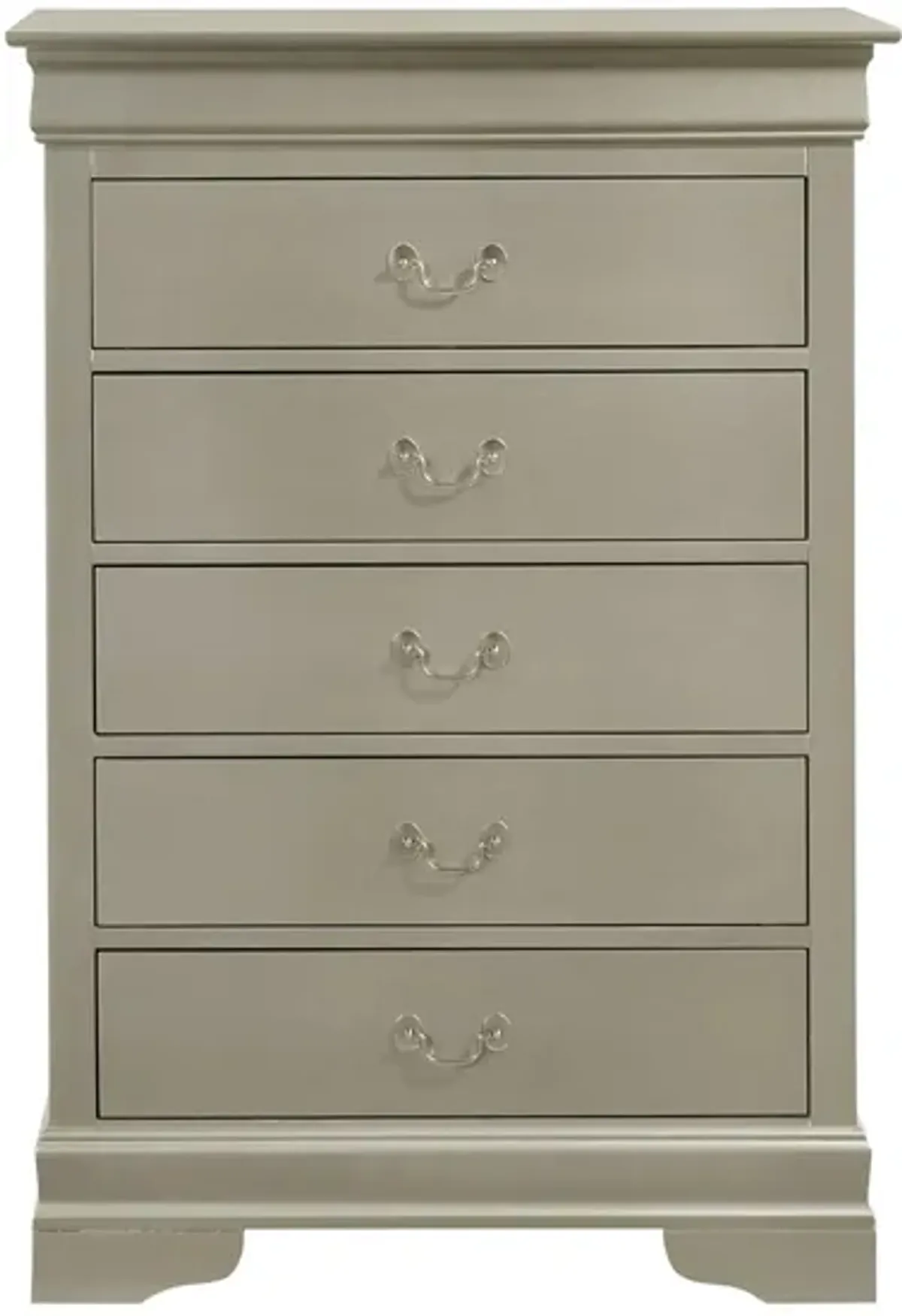 Rossie 5-Drawer Bedroom Chest in Silver Champagne by Glory Furniture