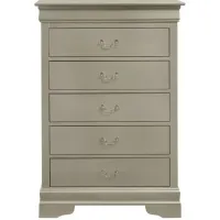 Rossie 5-Drawer Bedroom Chest in Silver Champagne by Glory Furniture