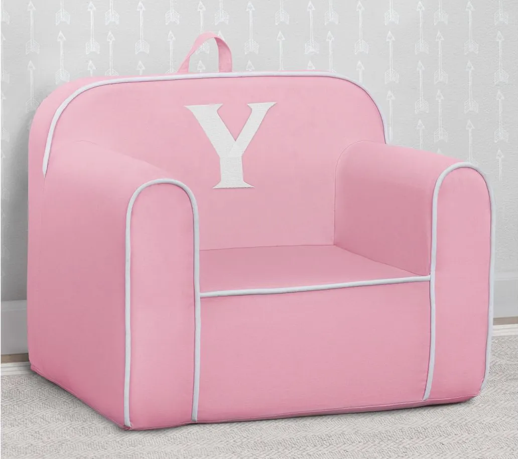 Cozee Monogrammed Chair Letter "Y" in Pink/White by Delta Children