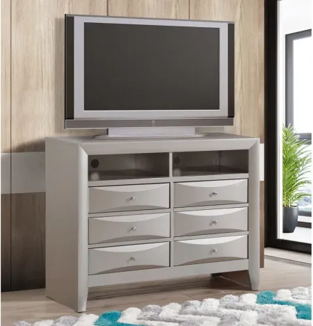 Marilla Media Chest in Silver Champagne by Glory Furniture