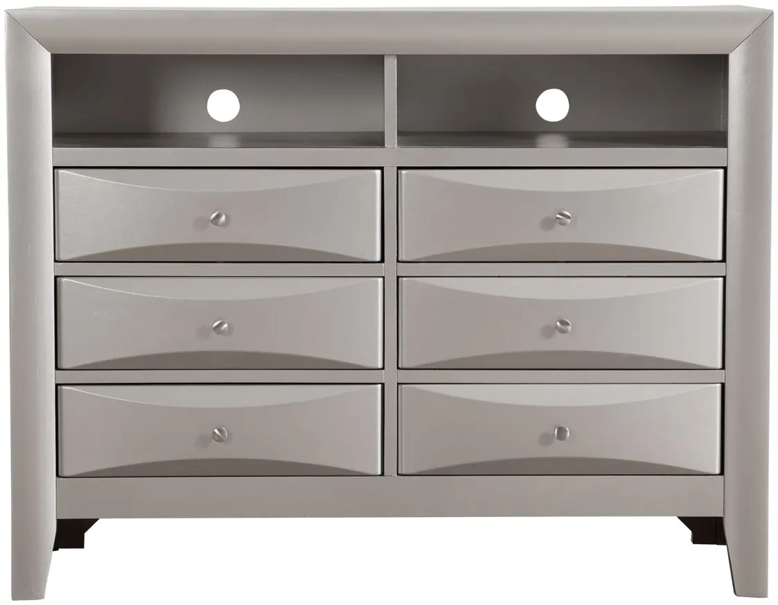 Marilla Media Chest in Silver Champagne by Glory Furniture