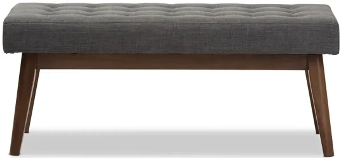 Elia Fabric Button-Tufted Bench