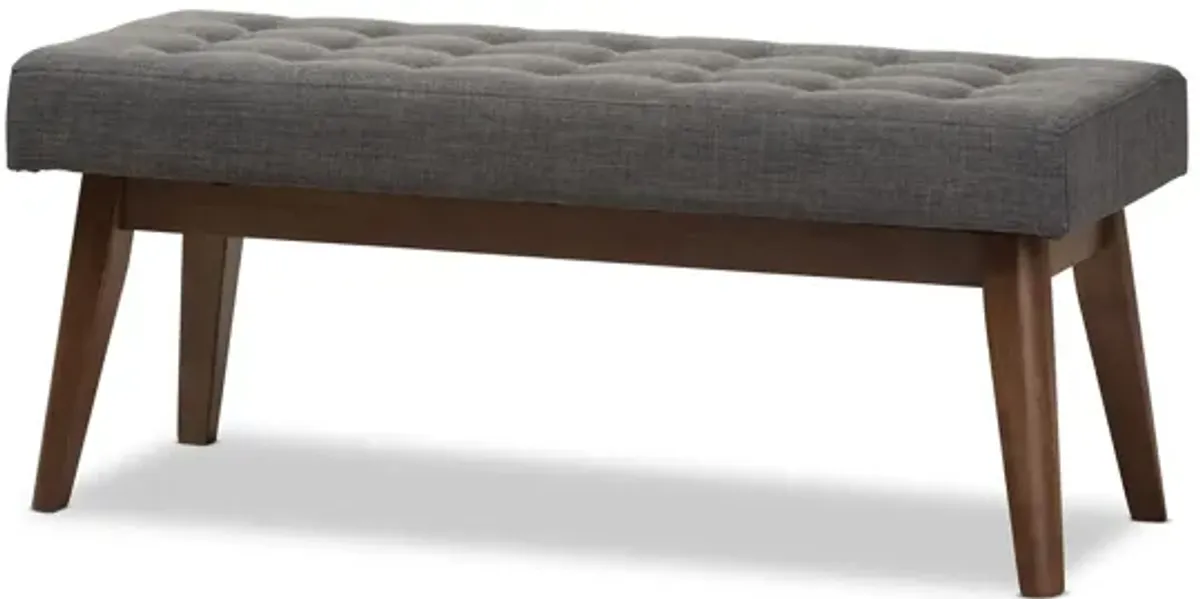 Elia Fabric Button-Tufted Bench