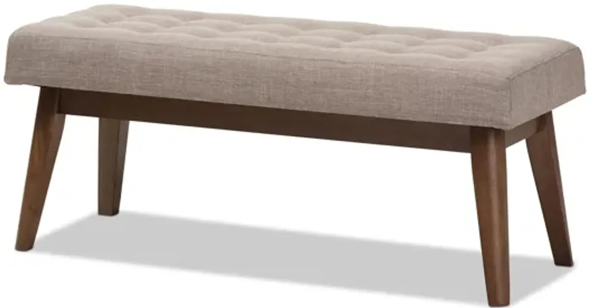 Elia Fabric Button-Tufted Bench