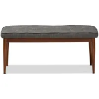 Itami Fabric Upholstered Wood Bench in Gray by Wholesale Interiors