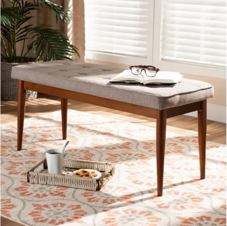 Itami Fabric Upholstered Wood Bench in Light Gray by Wholesale Interiors