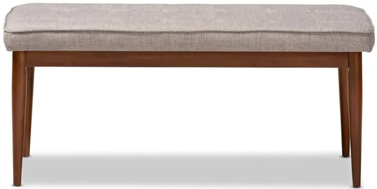 Itami Fabric Upholstered Wood Bench in Light Gray by Wholesale Interiors