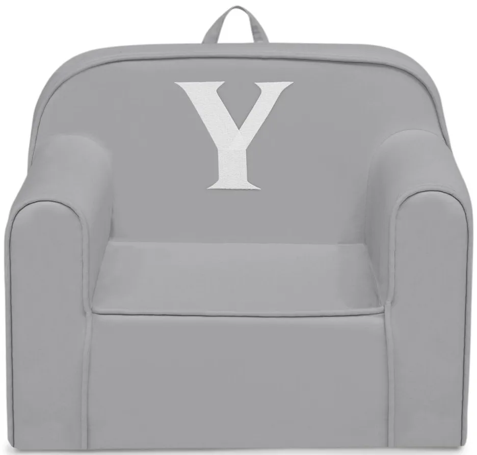 Cozee Monogrammed Chair Letter "Y" in Light Gray by Delta Children
