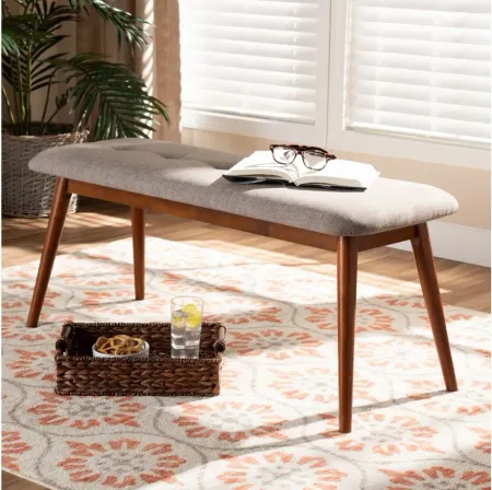 Flora II Fabric Upholstered Wood Bench in Light Gray by Wholesale Interiors