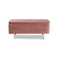 Rockwell Upholstered Storage Bench in Blush Pink/Gold by Wholesale Interiors