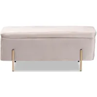 Rockwell Upholstered Storage Bench in Gray/Gold by Wholesale Interiors