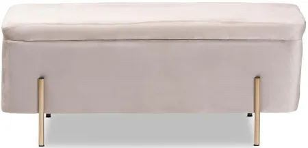 Rockwell Upholstered Storage Bench in Gray/Gold by Wholesale Interiors