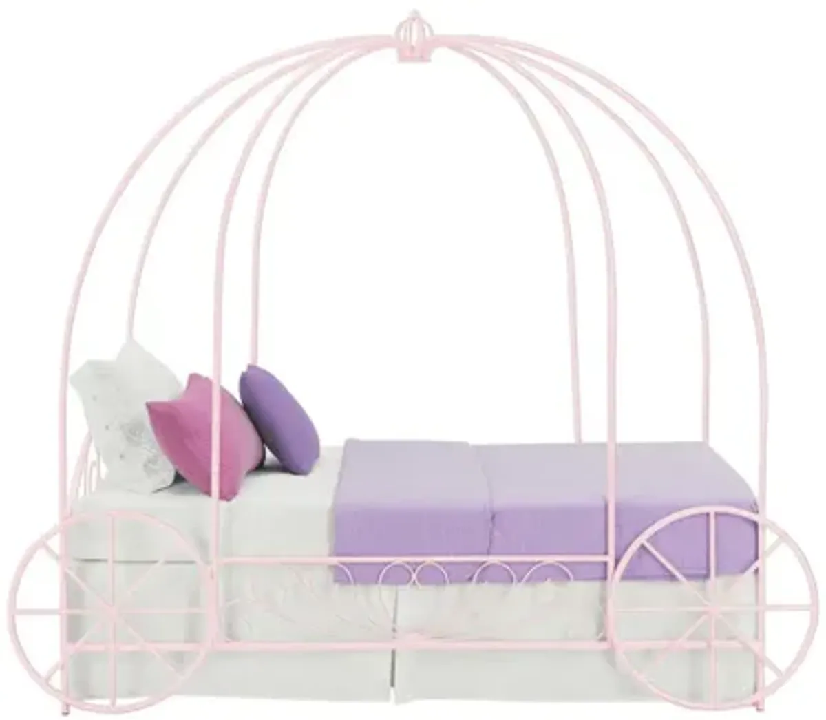 Fairytale Kids Twin Metal Carriage Bed Frame in Pink by DOREL HOME FURNISHINGS