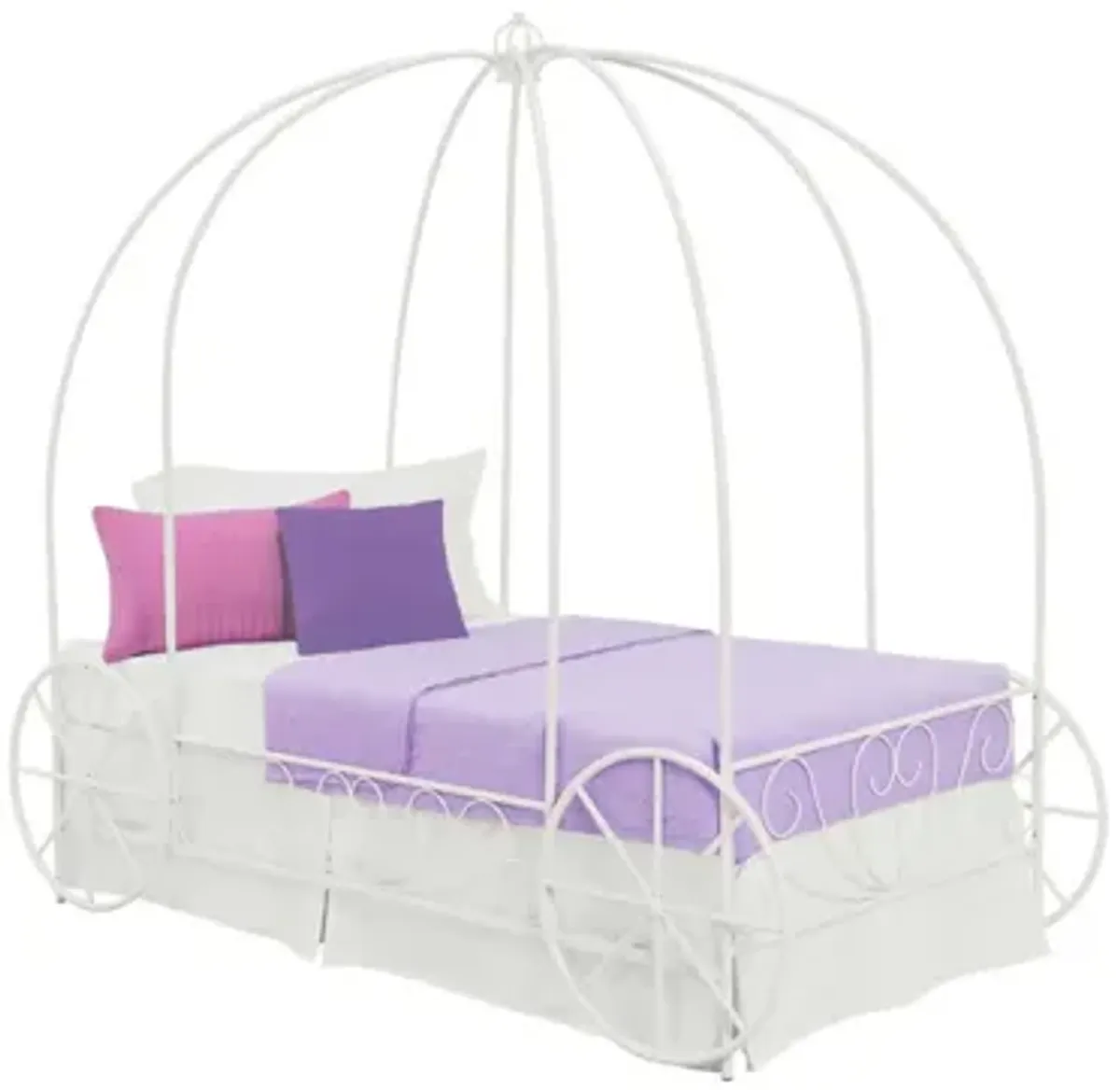 Fairytale Kids Twin Metal Carriage Bed Frame in White by DOREL HOME FURNISHINGS