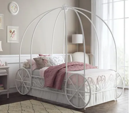 Fairytale Kids Twin Metal Carriage Bed Frame in White by DOREL HOME FURNISHINGS