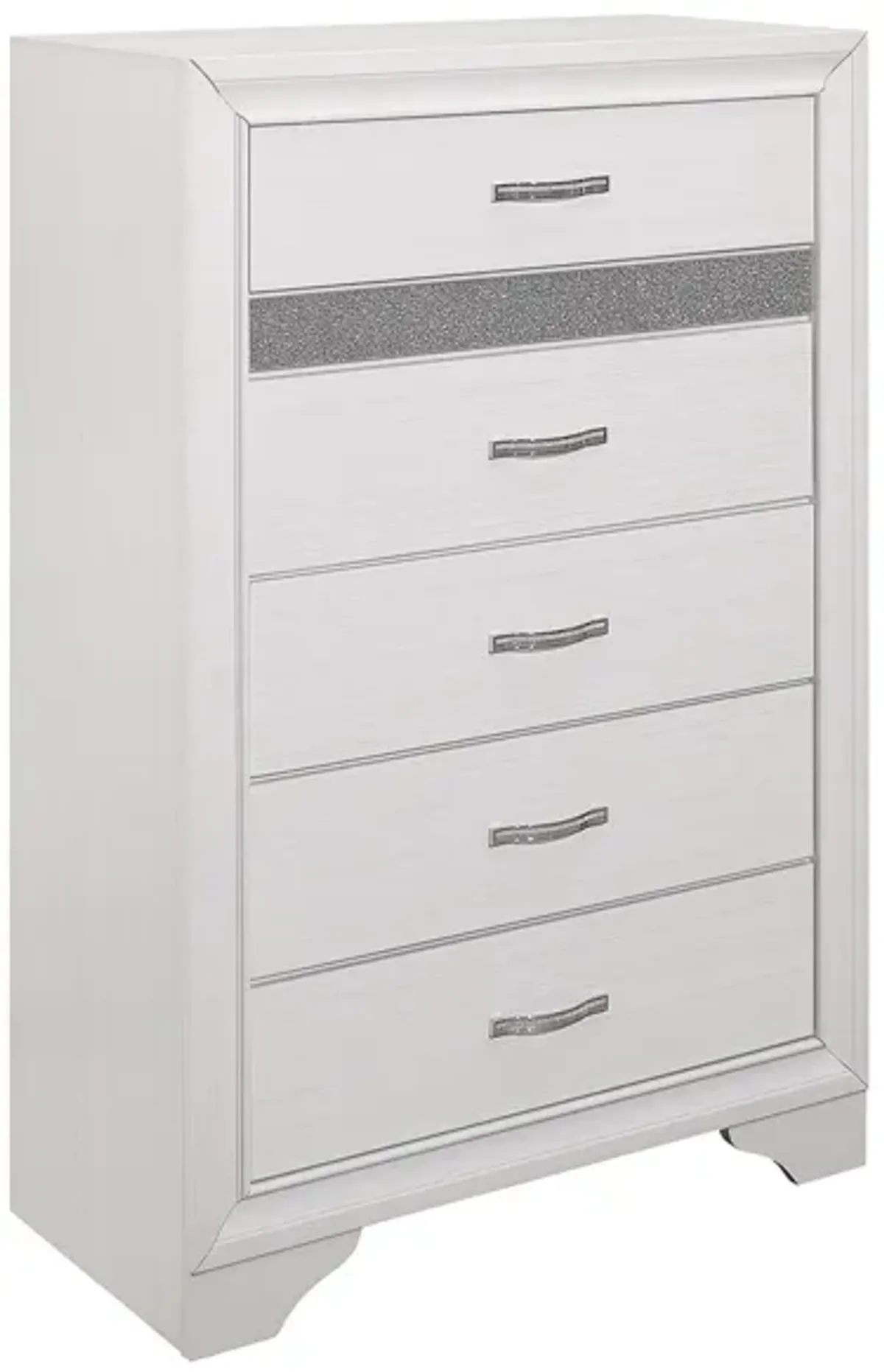 Griggs Bedroom Chest in Two-Tone Finish: (White and Silver Glitter) by Homelegance