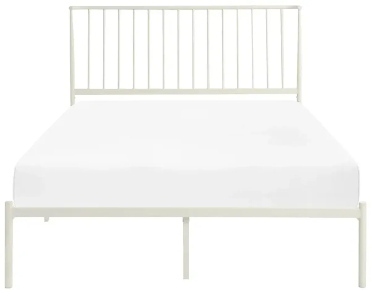 Fawn Full Metal Platform Bed in White by Homelegance