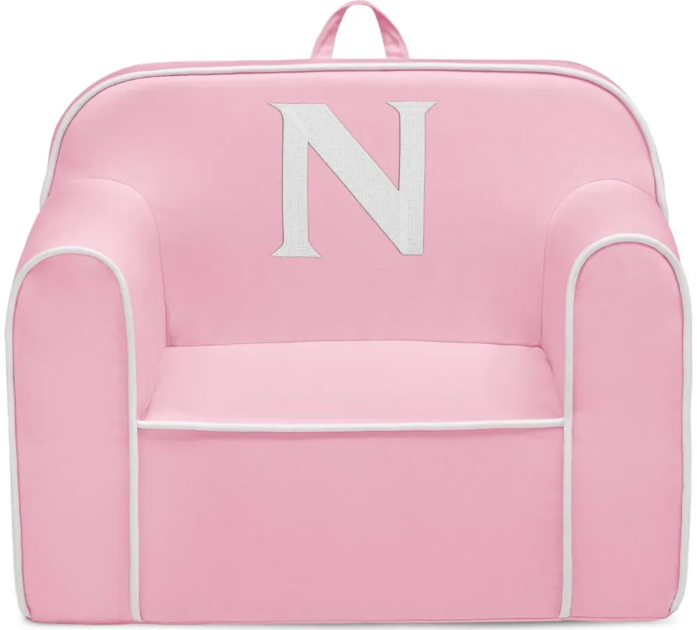 Cozee Monogrammed Chair Letter "N" in Pink/White by Delta Children