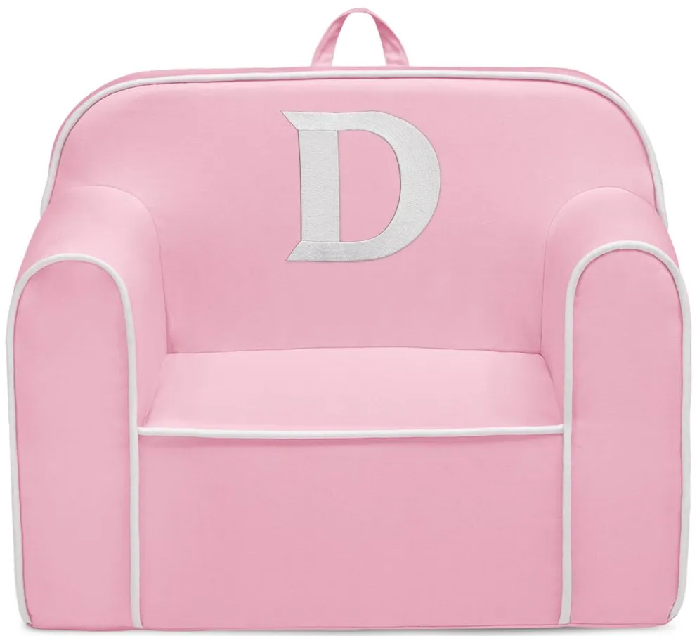 Cozee Monogrammed Chair Letter "D" in Pink/White by Delta Children