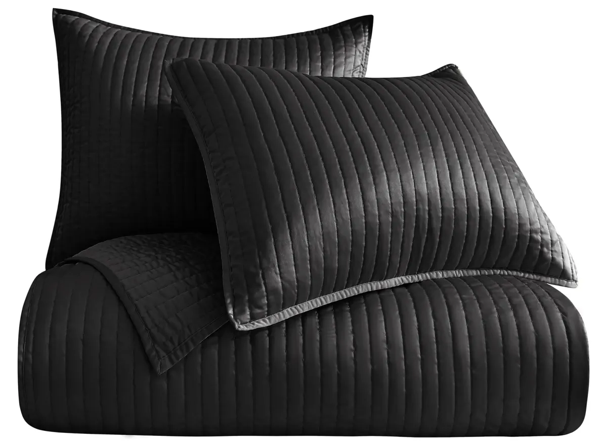 Satin Channel 2-pc. Quilt Set in Black by HiEnd Accents