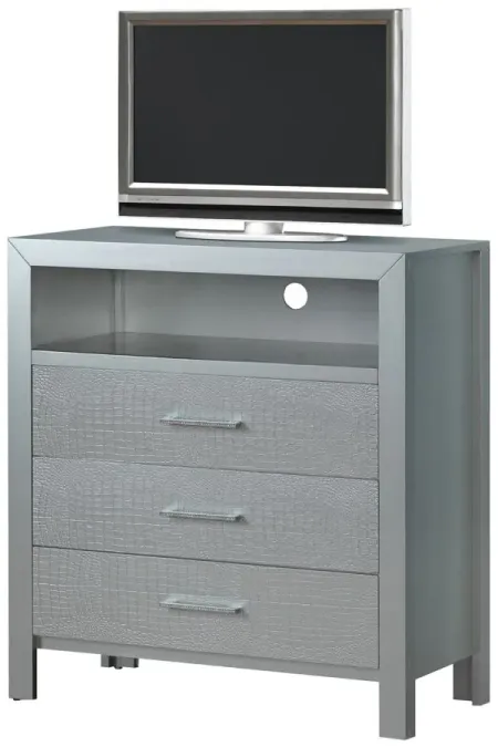 Glades Media Chest in Silver Champagne by Glory Furniture