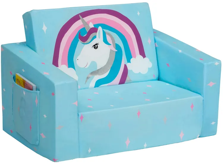 Cozee Flip Out Kids Chair by Delta Children in Blue Unicorn by Delta Children