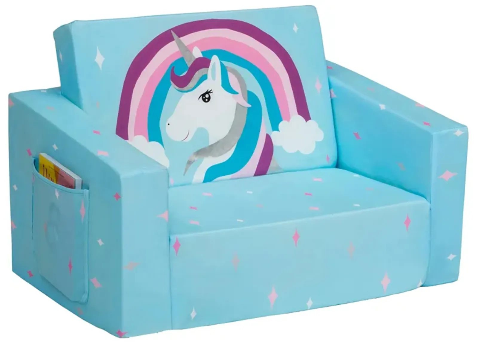 Cozee Flip Out Kids Chair by Delta Children in Blue Unicorn by Delta Children