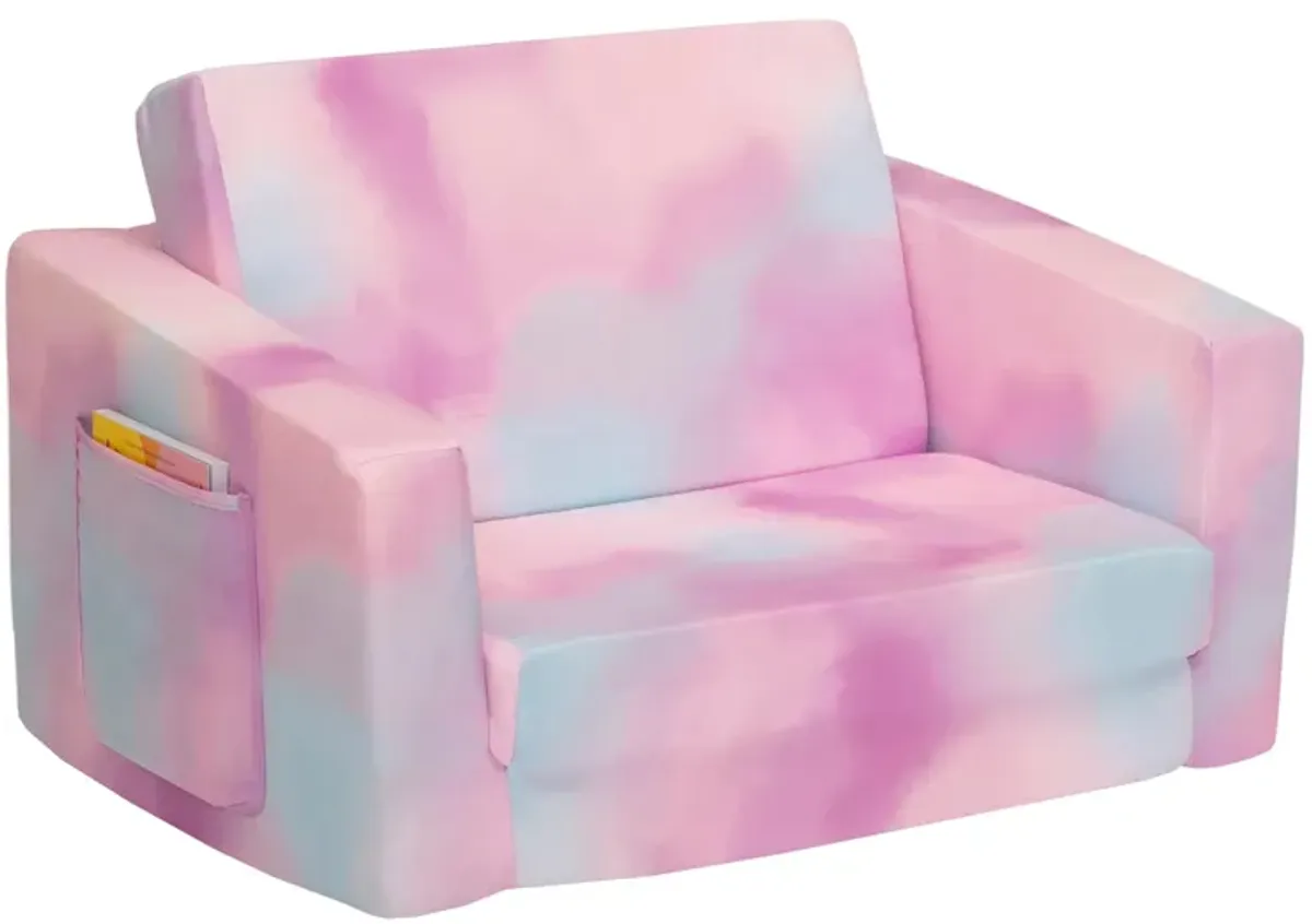 Cozee Flip Out Kids Chair by Delta Children in Pink Tie Dye by Delta Children