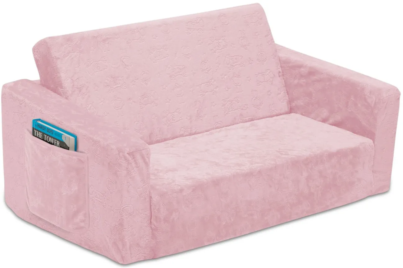 Serta Perfect Sleeper Extra Wide Kids Convertible Sofa to Lounger by Delta Children in Pink by Delta Children