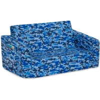 Cozee Flip-Out 2-in-1 Kids Convertible Sofa to Lounger by Delta Children in Blue Camo by Delta Children