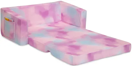 Cozee Flip-Out 2-in-1 Kids Convertible Sofa to Lounger by Delta Children in Pink Tie Dye by Delta Children
