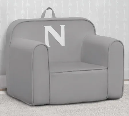 Cozee Monogrammed Chair Letter "N" in Light Gray by Delta Children