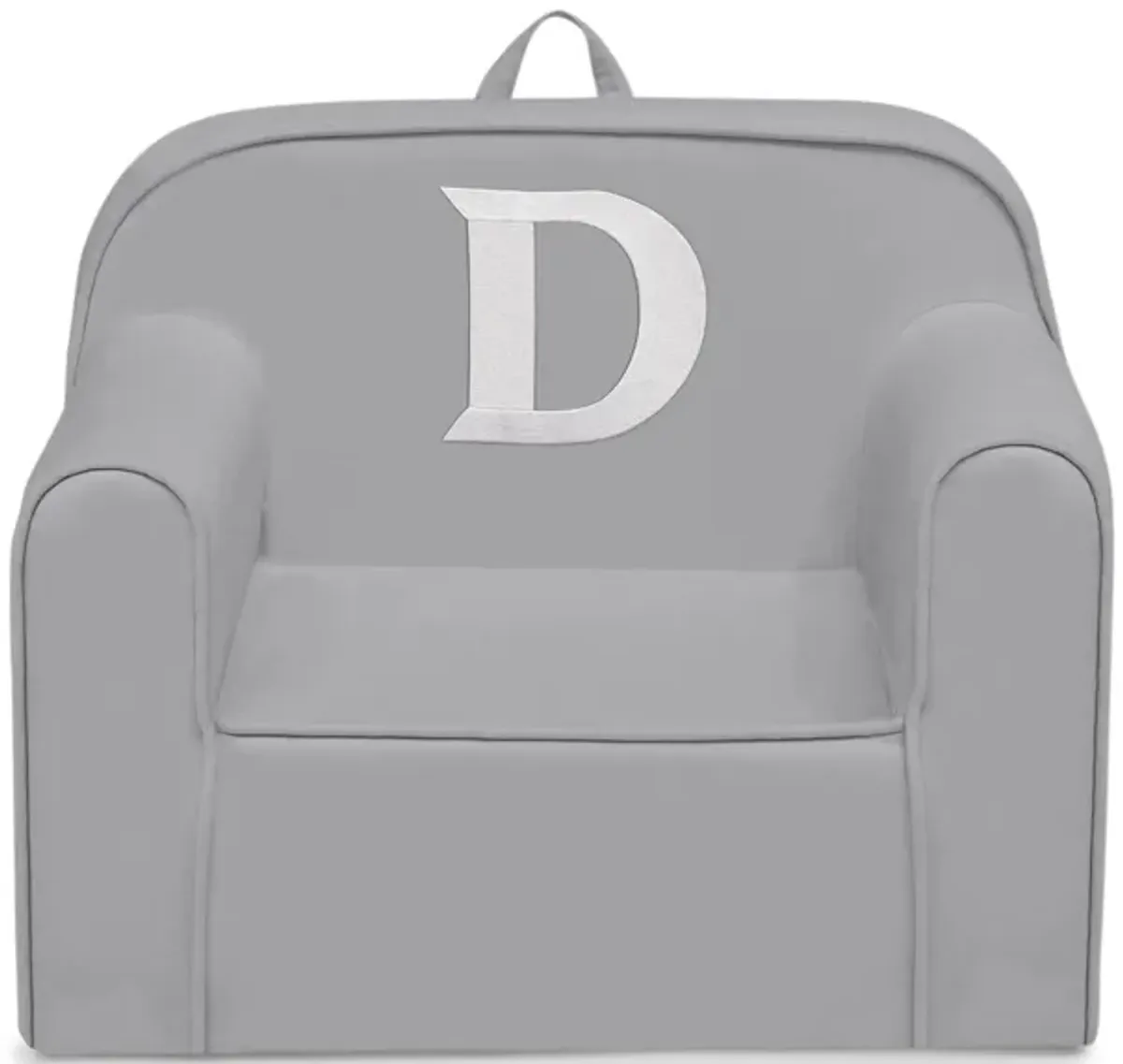 Cozee Monogrammed Chair Letter "D" in Light Gray by Delta Children