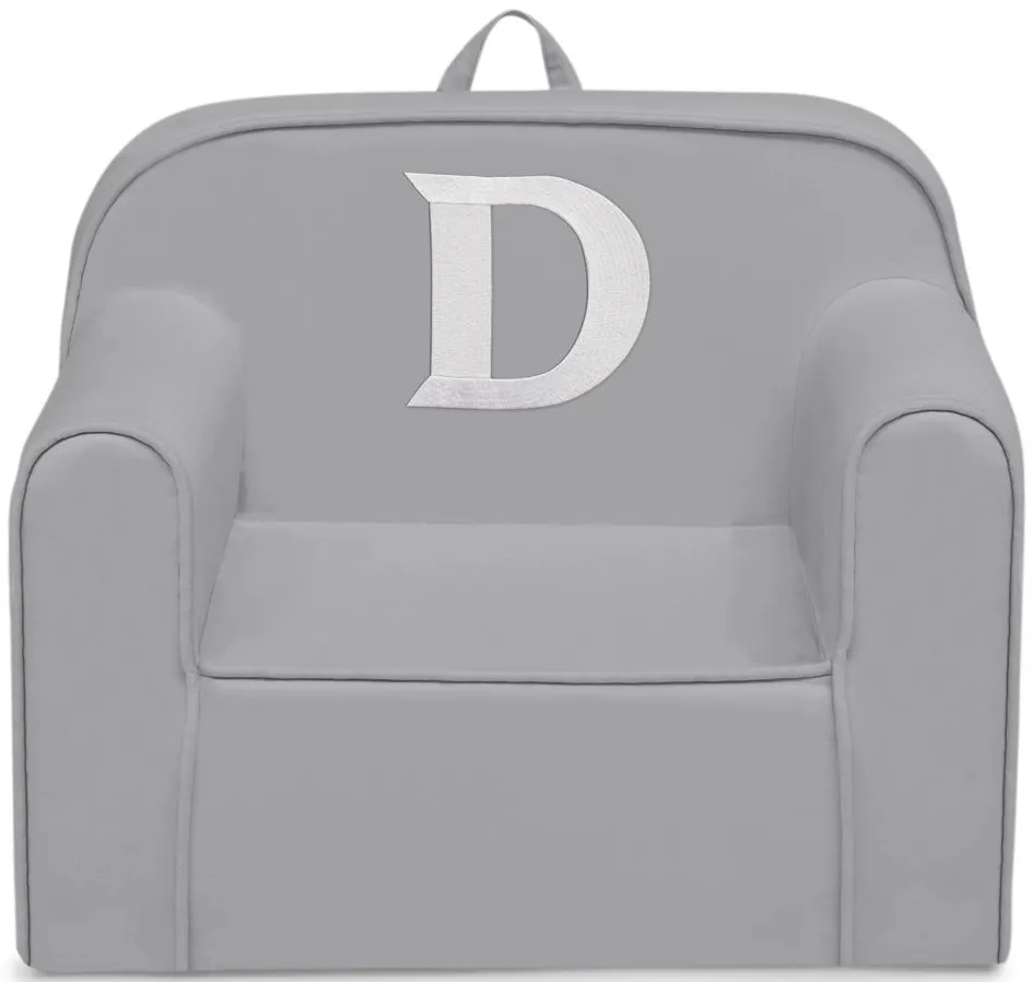 Cozee Monogrammed Chair Letter "D" in Light Gray by Delta Children